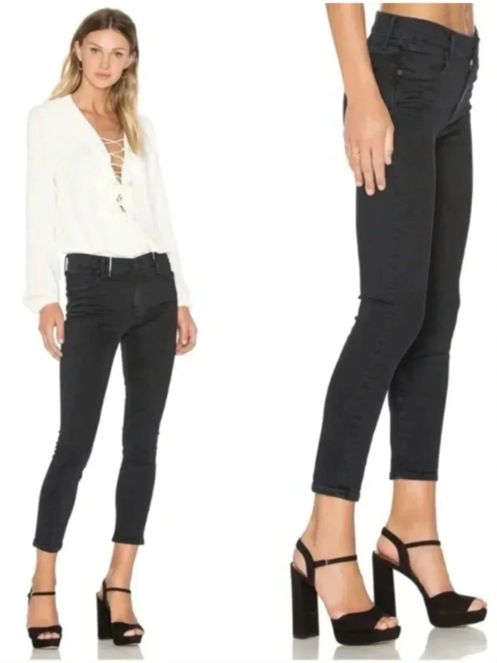 AGOLDE Sophie High Rise Crop Jeans in Princeton 28 Washed Black Classic